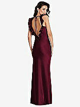 Front View Thumbnail - Cabernet Ruffle Trimmed Open-Back Maxi Slip Dress