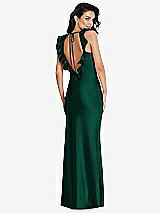 Front View Thumbnail - Hunter Green Ruffle Trimmed Open-Back Maxi Slip Dress