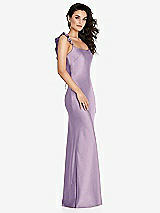 Alt View 1 Thumbnail - Pale Purple Ruffle Trimmed Open-Back Maxi Slip Dress