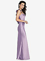Side View Thumbnail - Pale Purple Ruffle Trimmed Open-Back Maxi Slip Dress