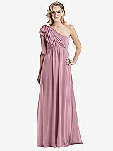 Alt View 3 Thumbnail - Dusty Pink Empire Waist Shirred Skirt Convertible Sash Tie Maxi Dress