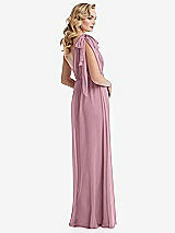 Alt View 4 Thumbnail - Dusty Pink Empire Waist Shirred Skirt Convertible Sash Tie Maxi Dress