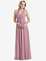 Alt View 5 Thumbnail - Dusty Pink Empire Waist Shirred Skirt Convertible Sash Tie Maxi Dress