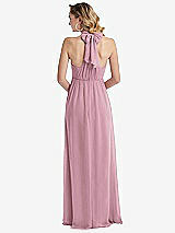 Rear View Thumbnail - Dusty Pink Empire Waist Shirred Skirt Convertible Sash Tie Maxi Dress