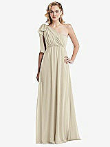 Alt View 3 Thumbnail - Champagne Empire Waist Shirred Skirt Convertible Sash Tie Maxi Dress