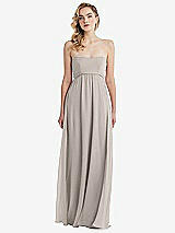 Alt View 6 Thumbnail - Taupe Empire Waist Shirred Skirt Convertible Sash Tie Maxi Dress