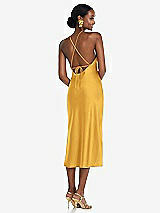 Rear View Thumbnail - NYC Yellow Diamond Halter Bias Midi Slip Dress with Convertible Straps