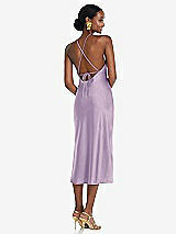 Rear View Thumbnail - Pale Purple Diamond Halter Bias Midi Slip Dress with Convertible Straps