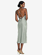 Rear View Thumbnail - Willow Green Diamond Halter Bias Midi Slip Dress with Convertible Straps