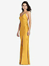 Side View Thumbnail - NYC Yellow V-Neck Convertible Strap Bias Slip Dress with Front Slit