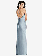Rear View Thumbnail - Mist V-Neck Convertible Strap Bias Slip Dress with Front Slit