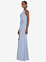 Side View Thumbnail - Sky Blue Halter Criss Cross Cutout Back Maxi Dress