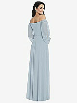 Rear View Thumbnail - Mist Off-the-Shoulder Puff Sleeve Maxi Dress with Front Slit