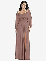 Alt View 1 Thumbnail - Sienna Off-the-Shoulder Puff Sleeve Maxi Dress with Front Slit
