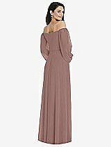 Rear View Thumbnail - Sienna Off-the-Shoulder Puff Sleeve Maxi Dress with Front Slit