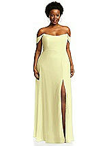 Alt View 1 Thumbnail - Butter Yellow Off-the-Shoulder Basque Neck Maxi Dress with Flounce Sleeves