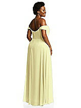 Alt View 3 Thumbnail - Butter Yellow Off-the-Shoulder Basque Neck Maxi Dress with Flounce Sleeves