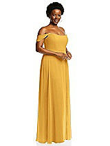 Alt View 2 Thumbnail - NYC Yellow Off-the-Shoulder Basque Neck Maxi Dress with Flounce Sleeves