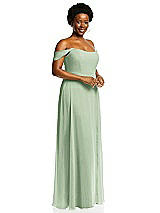 Alt View 2 Thumbnail - Celadon Off-the-Shoulder Basque Neck Maxi Dress with Flounce Sleeves