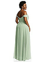 Alt View 3 Thumbnail - Celadon Off-the-Shoulder Basque Neck Maxi Dress with Flounce Sleeves