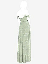 Rear View Thumbnail - Vintage Primrose Sage Off-the-Shoulder Basque Neck Maxi Dress with Flounce Sleeves