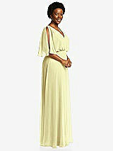 Side View Thumbnail - Butter Yellow V-Neck Split Sleeve Blouson Bodice Maxi Dress