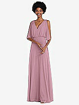 Alt View 1 Thumbnail - Dusty Pink V-Neck Split Sleeve Blouson Bodice Maxi Dress