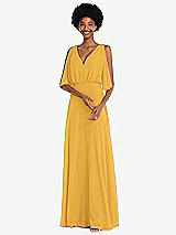 Alt View 1 Thumbnail - NYC Yellow V-Neck Split Sleeve Blouson Bodice Maxi Dress