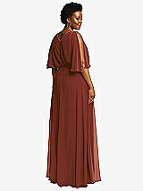 Rear View Thumbnail - Auburn Moon V-Neck Split Sleeve Blouson Bodice Maxi Dress