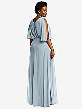 Rear View Thumbnail - Mist V-Neck Split Sleeve Blouson Bodice Maxi Dress