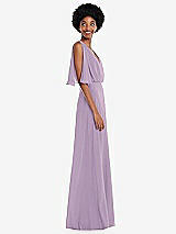 Alt View 2 Thumbnail - Pale Purple V-Neck Split Sleeve Blouson Bodice Maxi Dress