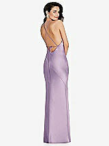 Rear View Thumbnail - Pale Purple Halter Convertible Strap Bias Slip Dress With Front Slit