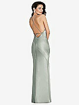 Rear View Thumbnail - Willow Green Halter Convertible Strap Bias Slip Dress With Front Slit