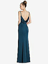 Front View Thumbnail - Atlantic Blue Draped Cowl-Back Princess Line Dress with Front Slit