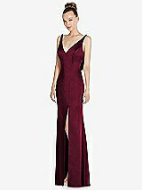 Alt View 1 Thumbnail - Cabernet Draped Cowl-Back Princess Line Dress with Front Slit