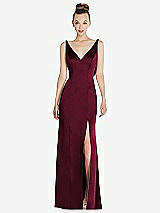 Rear View Thumbnail - Cabernet Draped Cowl-Back Princess Line Dress with Front Slit