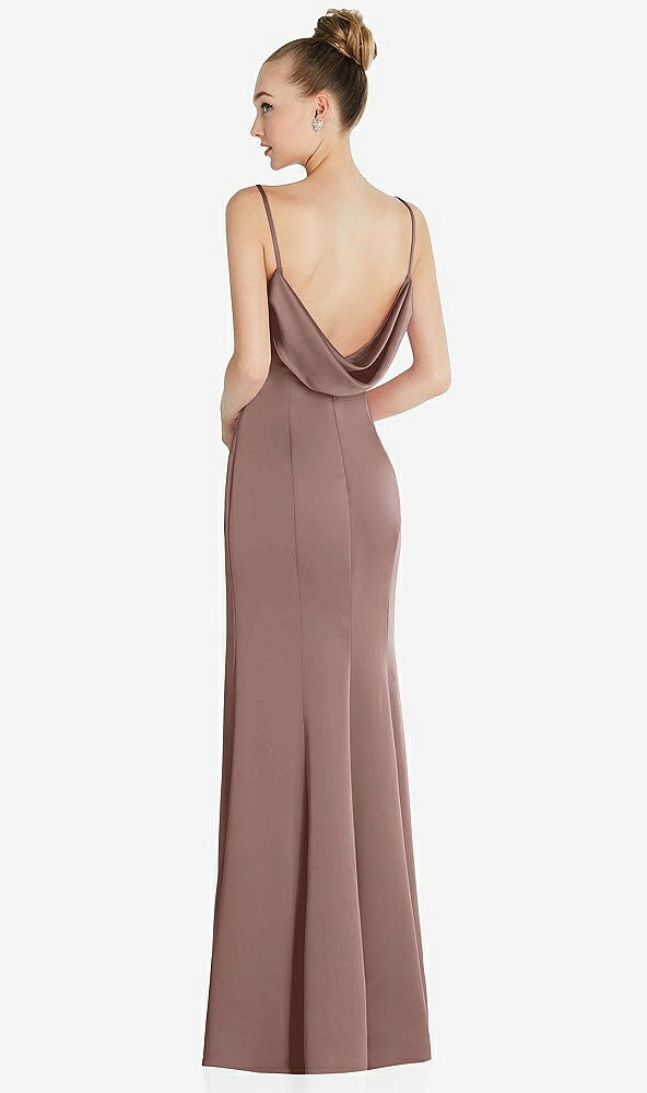 Front View - Sienna Draped Cowl-Back Princess Line Dress with Front Slit