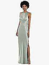 Front View Thumbnail - Willow Green Jewel Neck Sleeveless Maxi Dress with Bias Skirt