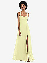 Front View Thumbnail - Butter Yellow Contoured Wide Strap Sweetheart Maxi Dress