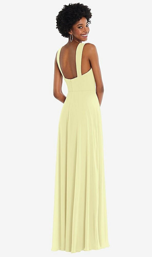 Back View - Butter Yellow Contoured Wide Strap Sweetheart Maxi Dress