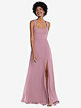 Front View Thumbnail - Dusty Pink Contoured Wide Strap Sweetheart Maxi Dress