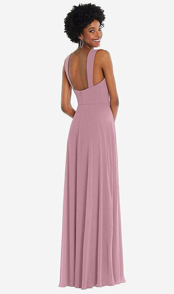 Back View - Dusty Pink Contoured Wide Strap Sweetheart Maxi Dress