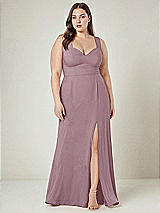 Alt View 1 Thumbnail - Dusty Rose Contoured Wide Strap Sweetheart Maxi Dress