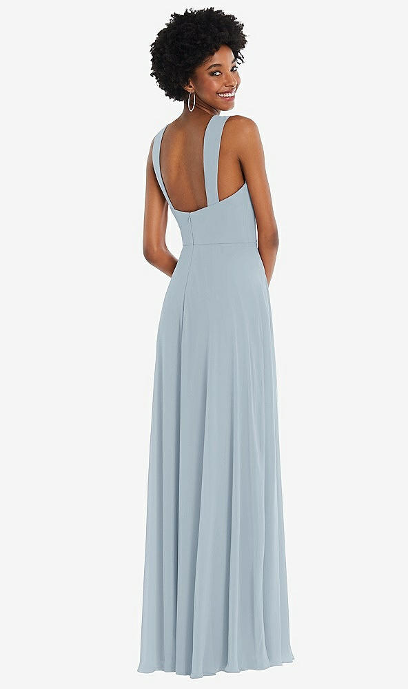 Back View - Mist Contoured Wide Strap Sweetheart Maxi Dress