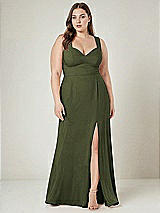 Alt View 1 Thumbnail - Olive Green Contoured Wide Strap Sweetheart Maxi Dress