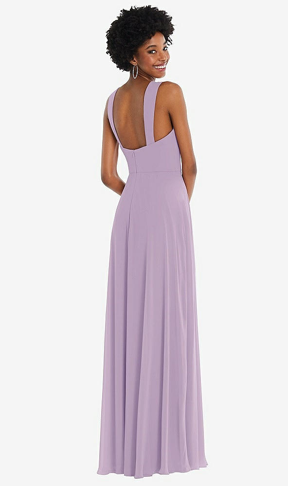 Back View - Pale Purple Contoured Wide Strap Sweetheart Maxi Dress