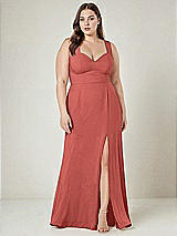 Alt View 1 Thumbnail - Coral Pink Contoured Wide Strap Sweetheart Maxi Dress