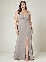 Alt View 1 Thumbnail - Taupe Contoured Wide Strap Sweetheart Maxi Dress