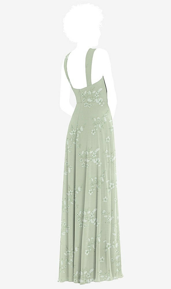 Back View - Vintage Primrose Sage Contoured Wide Strap Sweetheart Maxi Dress