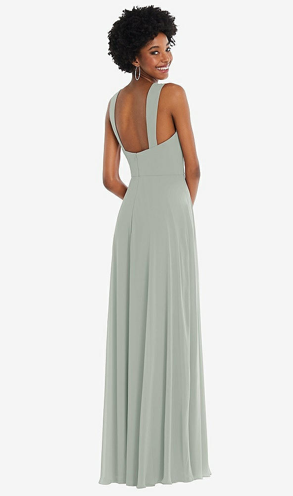 Back View - Willow Green Contoured Wide Strap Sweetheart Maxi Dress